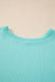 Aruba Blue Solid Color Wired Knit Crew Neck Top