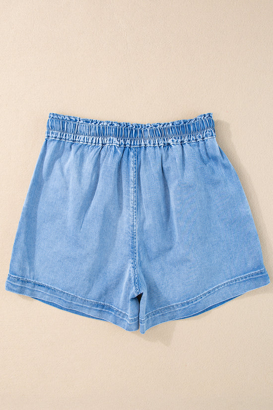 Short décontracté en chambray avec cordon de serrage Beau Blue