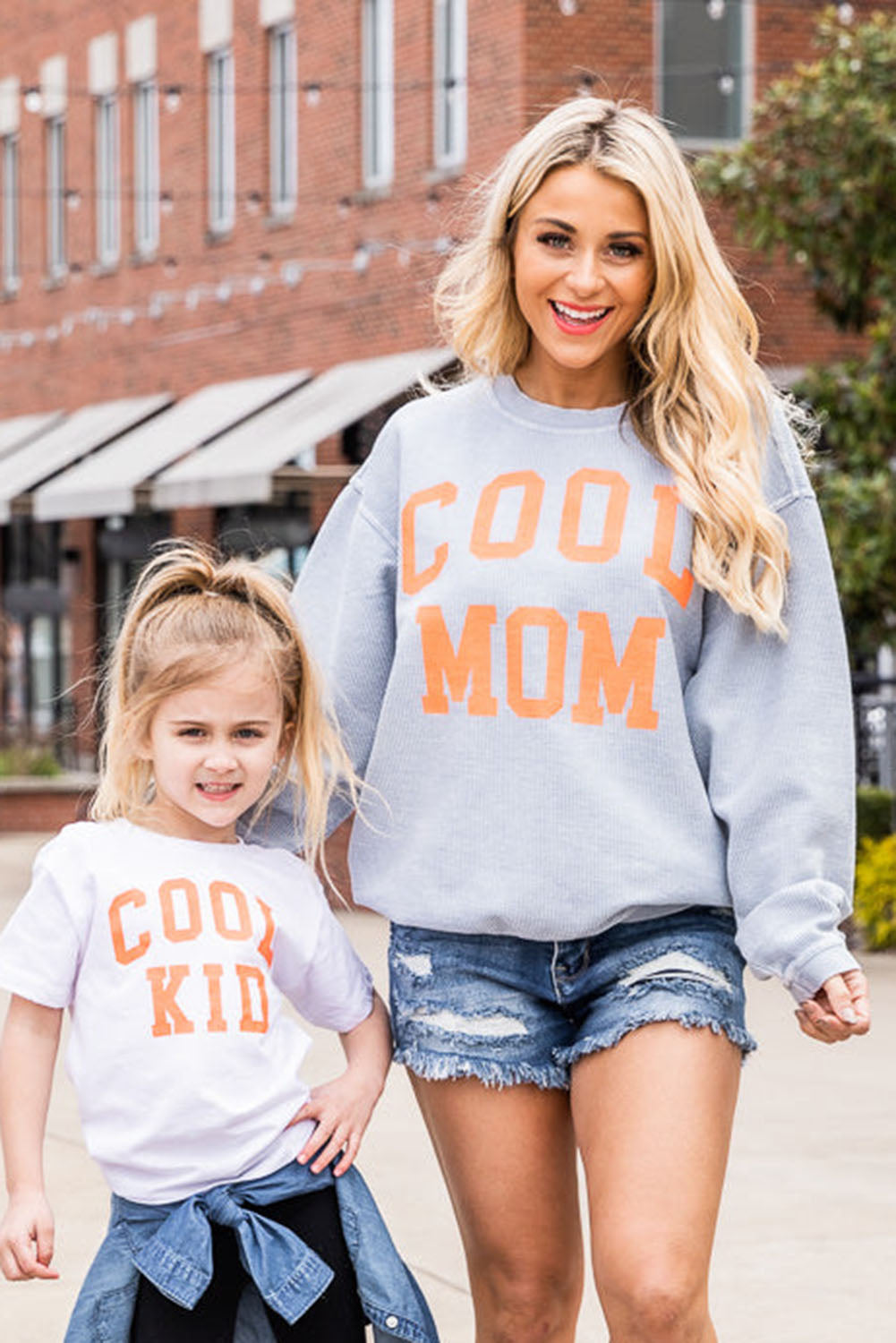 Grau cooler Mutter Grafikdruck Cording Sweatshirt