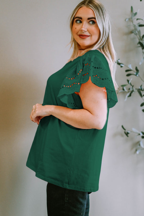 High green with large floating sleeves