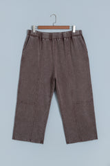 Pantalon barrel marron délavé grande taille en coton à taille élastiquée