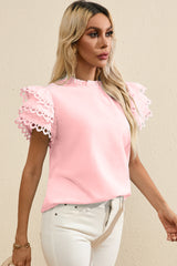 Blouse superposée rose clair Ric Rac à manches courtes et col à volants-A WOMAN WE LOVE