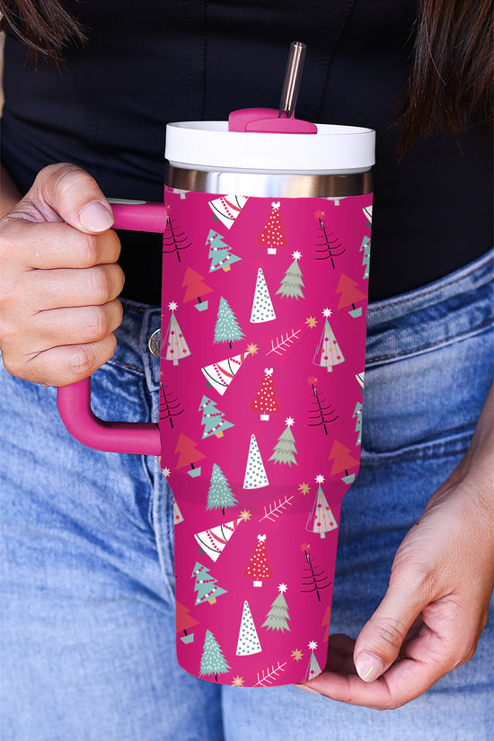 Thermos Cup estampado Árbol de Navidad Roja Rose Roja 40oz dibujos animados