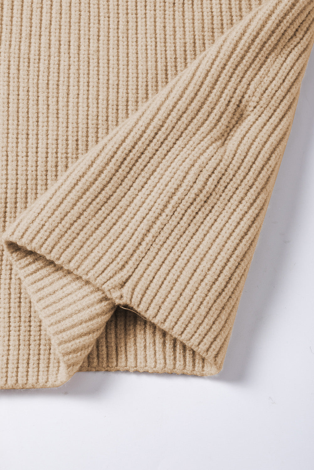 Apricot Chest Pocket V Neck Ribbed Cap Sleeve Sweater