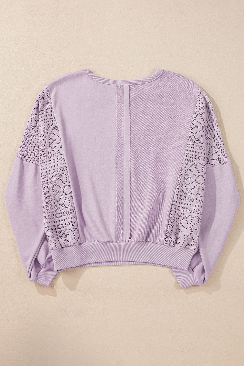 Sweat-shirt en tricot à pétales d'orchidées, coutures exposées au crochet, bordure côtelée