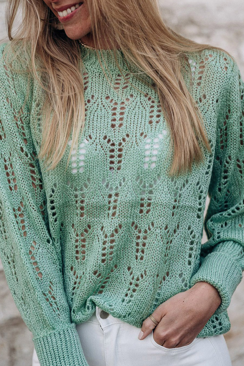 Pull Papetelle tricoté vert vert