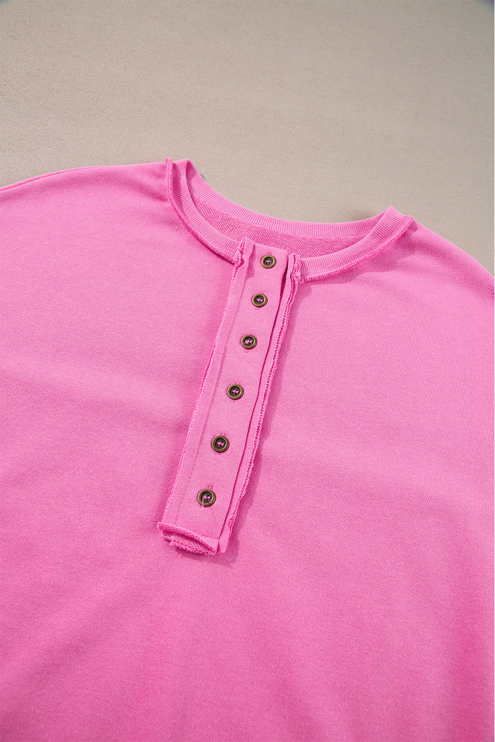 Sudadera Henley con dobladillo alto y bajo en mosaicos de lentejuelas de dulces
