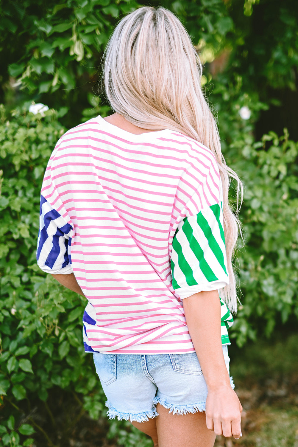 T-shirt Patchwork Color Block Multicolore