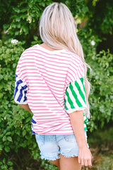 T-shirt Patchwork Color Block Multicolore