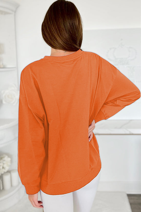 Game Day Russet Orange Garland Drop Shoulder Graphic Sweatshirt