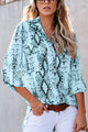 Wild Snake Print Blue Shirt with Pockets