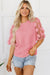 Mid-length sleeve blouse with dusty pink contrasts with contrasting pink