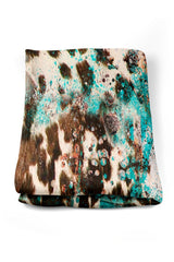 Large multicolored flannel blanket with western style pattern