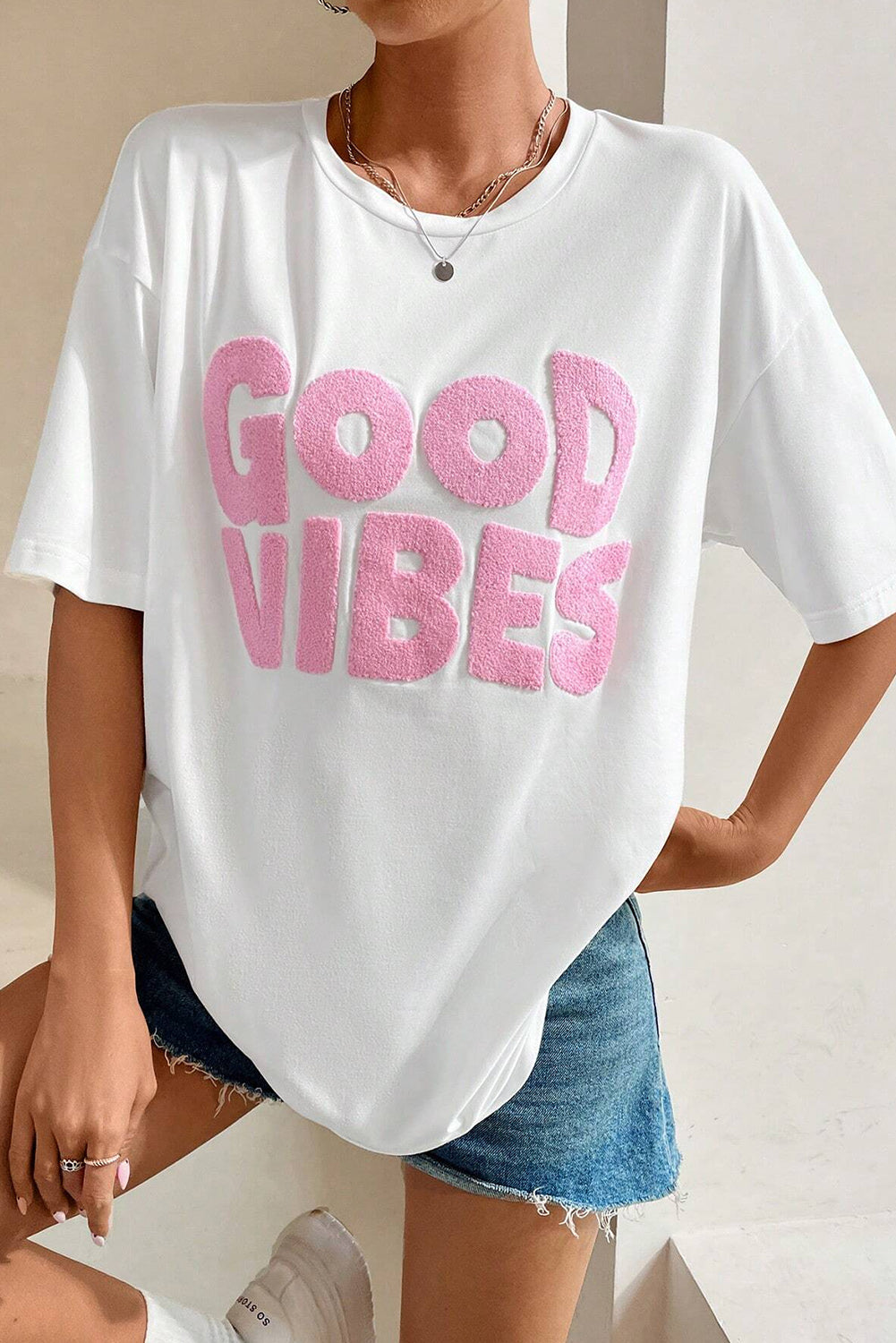 Good vibrations CHENILLE brodées T-shirt Crewneck