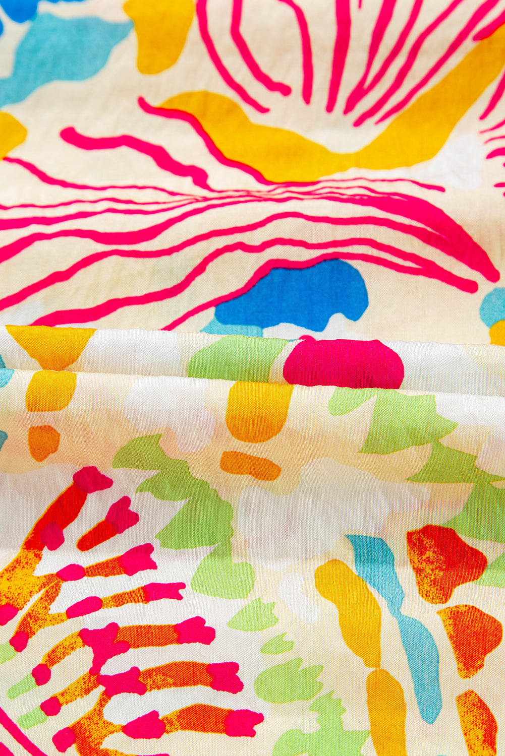 Chemisier orange imprimé abstrait froncé à manches mi-longues et col en V-A WOMAN WE LOVE