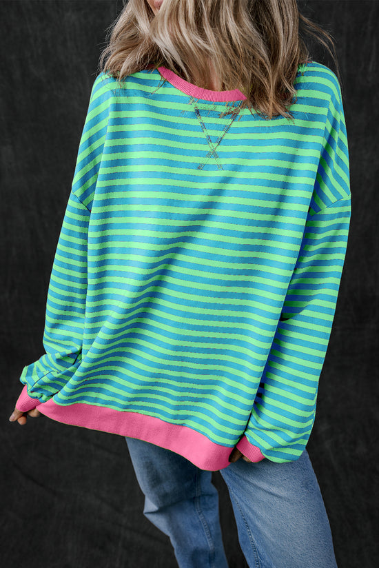 Over-dimensional sweatshirt with sky blue stripes *