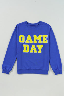 Dark Blue Game Day Crewneck Graphic Sweatshirt