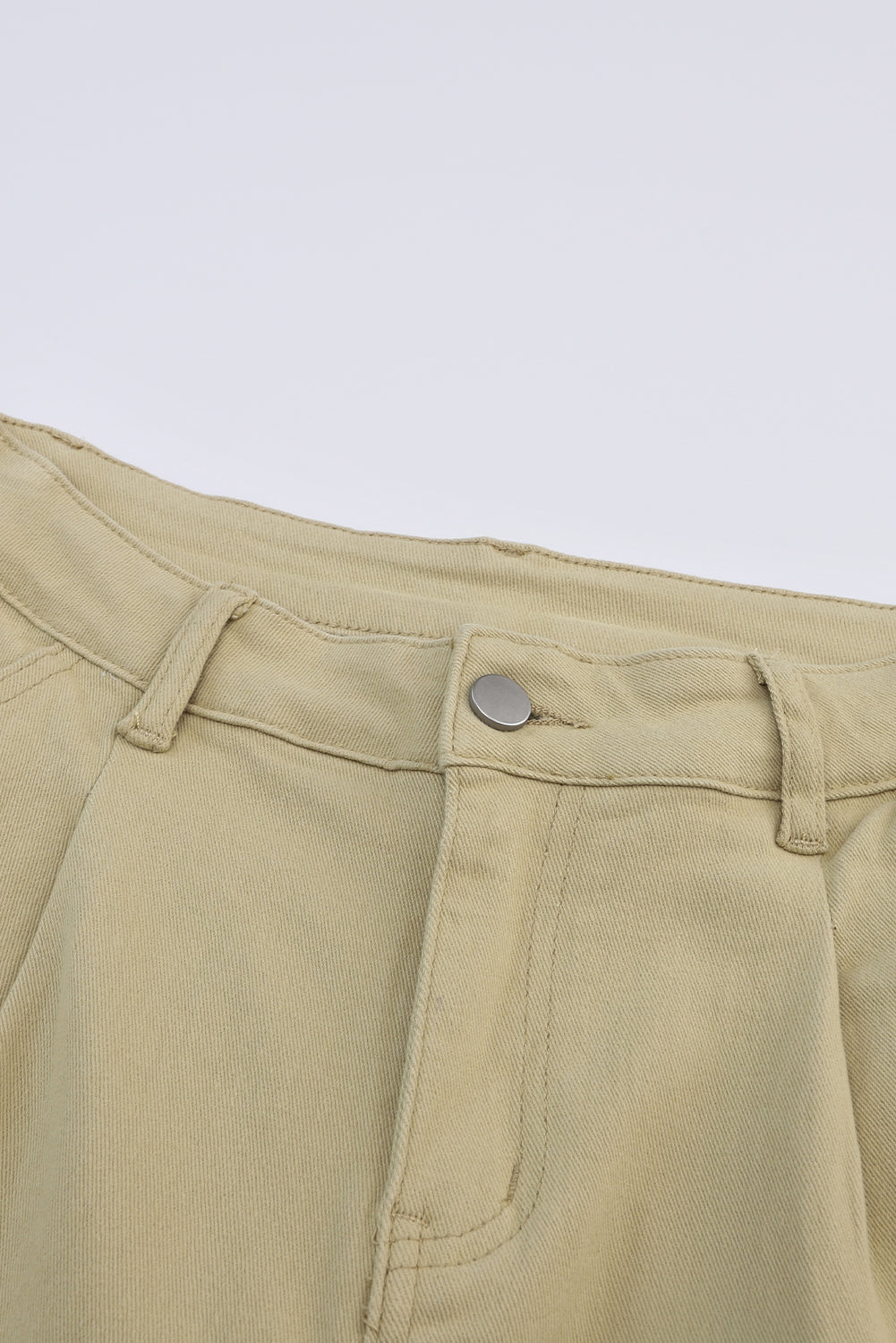 Khaki Solid High Waist Casual Pants