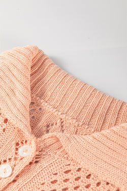 Pull with 3/4 dolman buttonhole in hollow pink knitting apricot