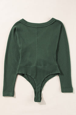 Body en tricot gaufré vert noirâtre *