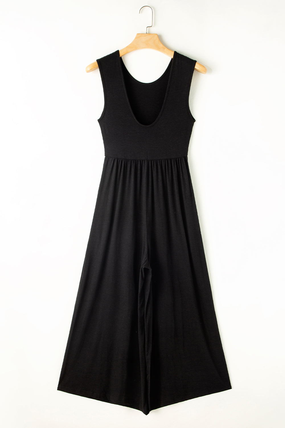 Schwarz Open Back Wide Bein Jumpsuit