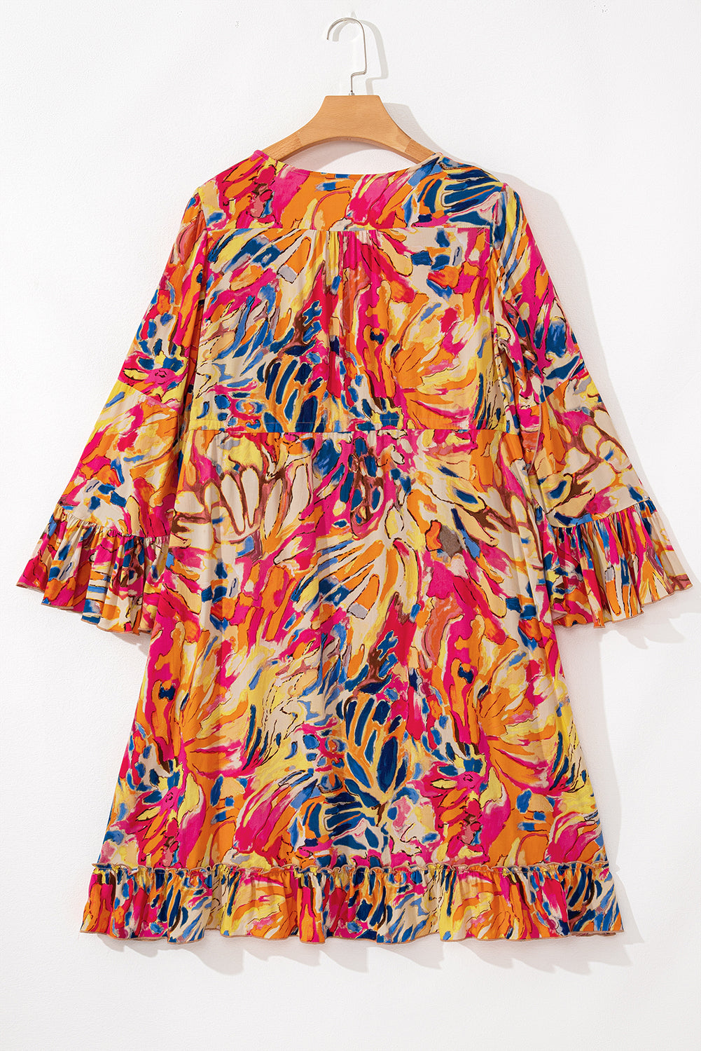 Robe fluide rose à manches évasées *