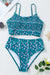 Ensemble de bikini mignon smocké à imprimé floral bleu