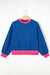 Sweat-shirt bleu à manches bulles et color block *