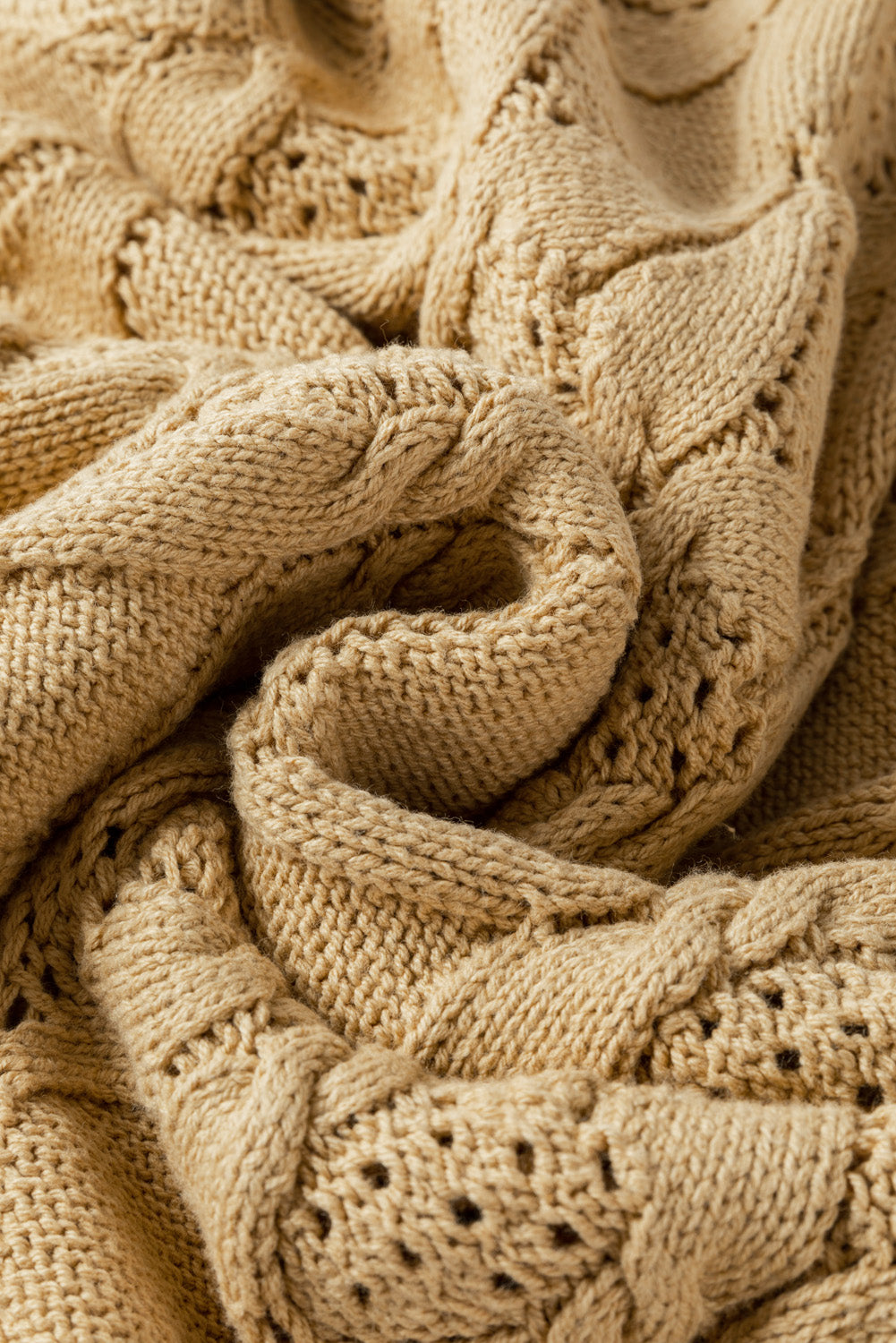 Légère français beige creux creux en tricot taillé taillé haut de cou