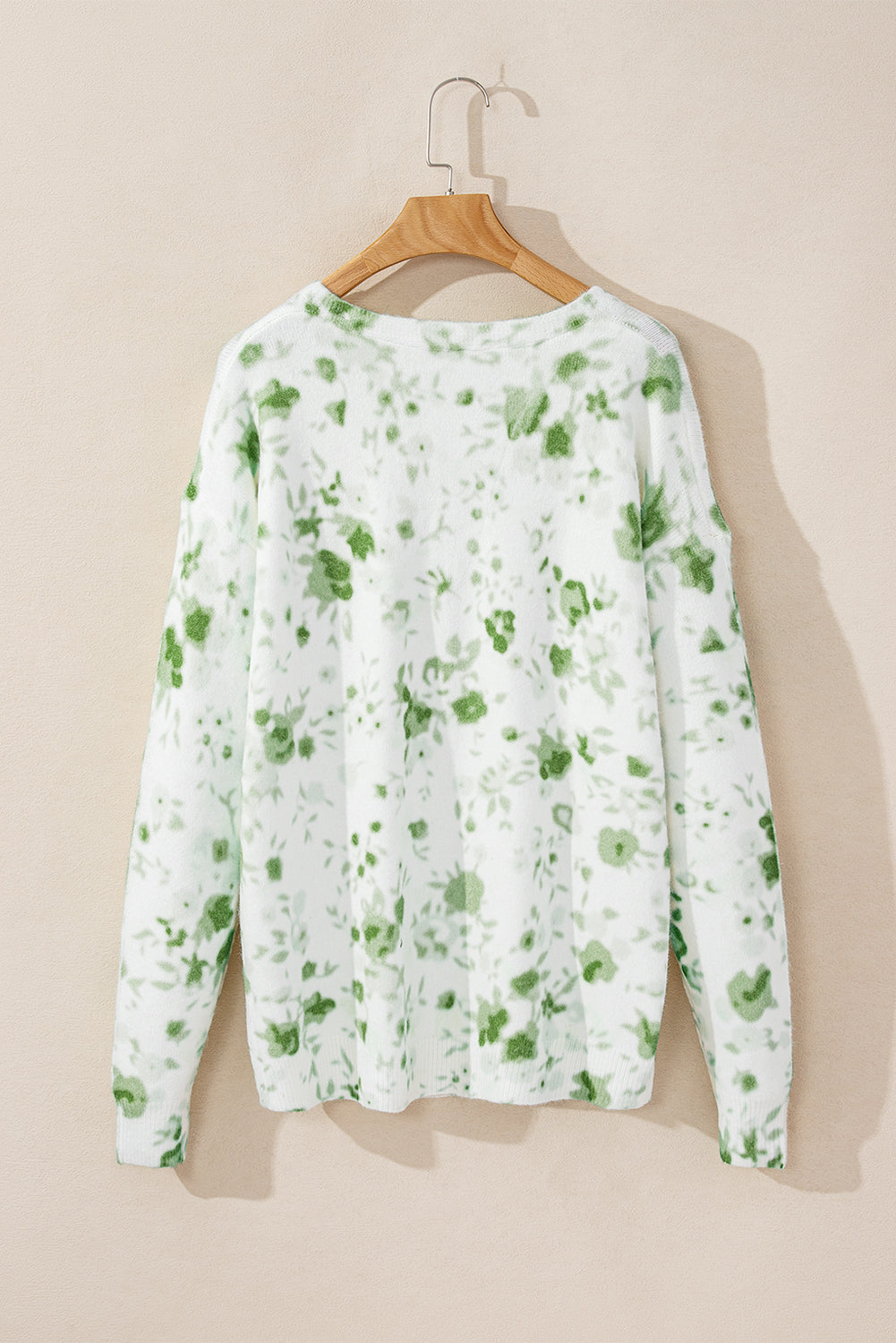 Cardigan per maglione per perle per perle stampato verde