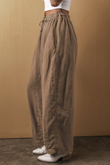 Pantalon large en coton et lin avec cordon de serrage à la taille Desert Palm