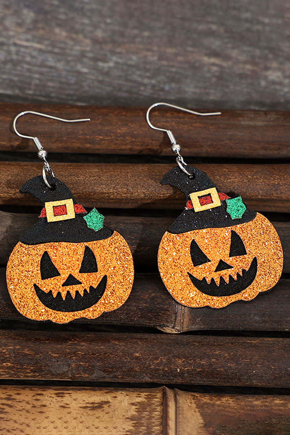 Boucles d'oreilles pendantes citrouille d'Halloween flamme dorée