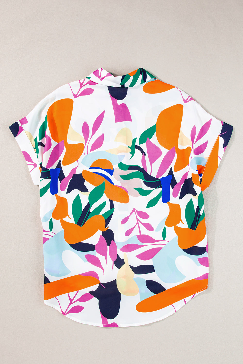 Chemise à manches courtes multicolore à imprimé feuilles abstraites-A WOMAN WE LOVE