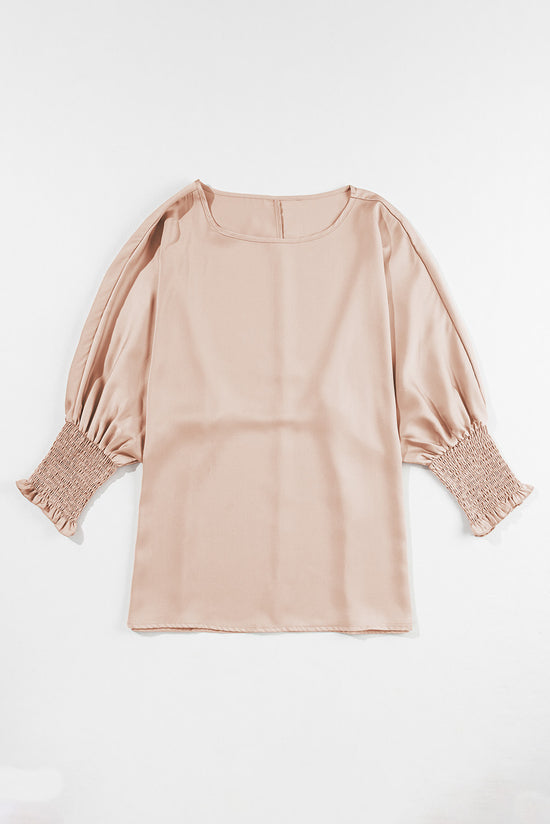 Fat -gathered smoked satin blouse *