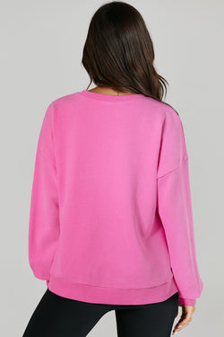 Candy Plain Crew Neck Sweatshirt with High Low Hem