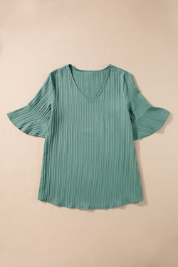 High textured with ruffles and mid-long sleeves *