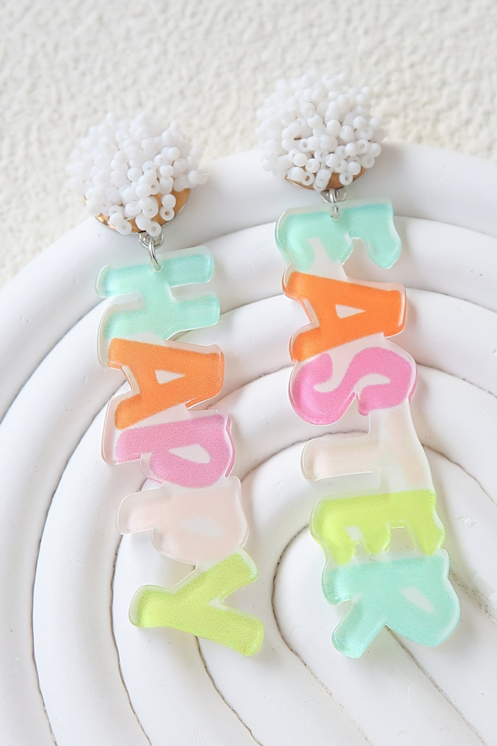Boucles d'oreilles pendantes JOYEUSES PÂQUES colorées roses-A WOMAN WE LOVE