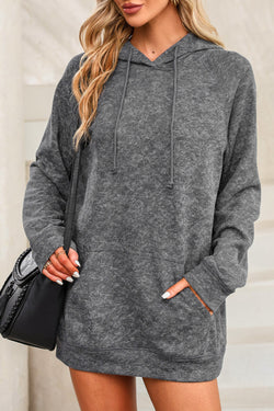 Mineral Washed Grey Drawstring Kangaroo Pocket Hoodie