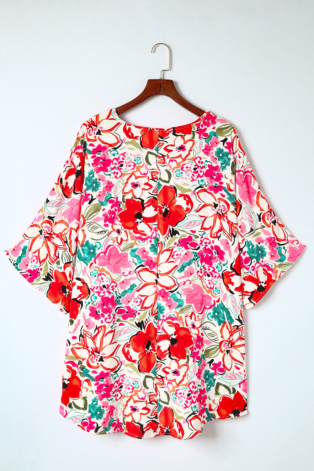 Rose Plus Taille à imprimé floral Shirt Kimono