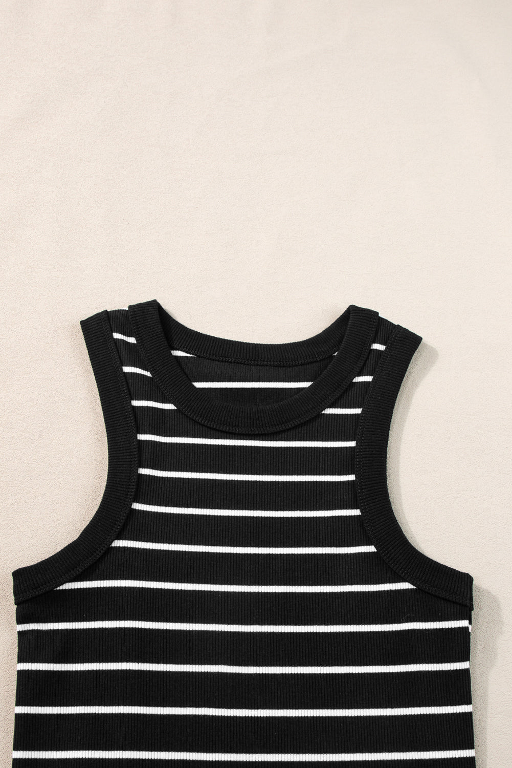 Black Stripe Ribbed Treen Tank Mini Robe