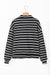 Black Striped Textured Zip Neck Long Sleeve Top