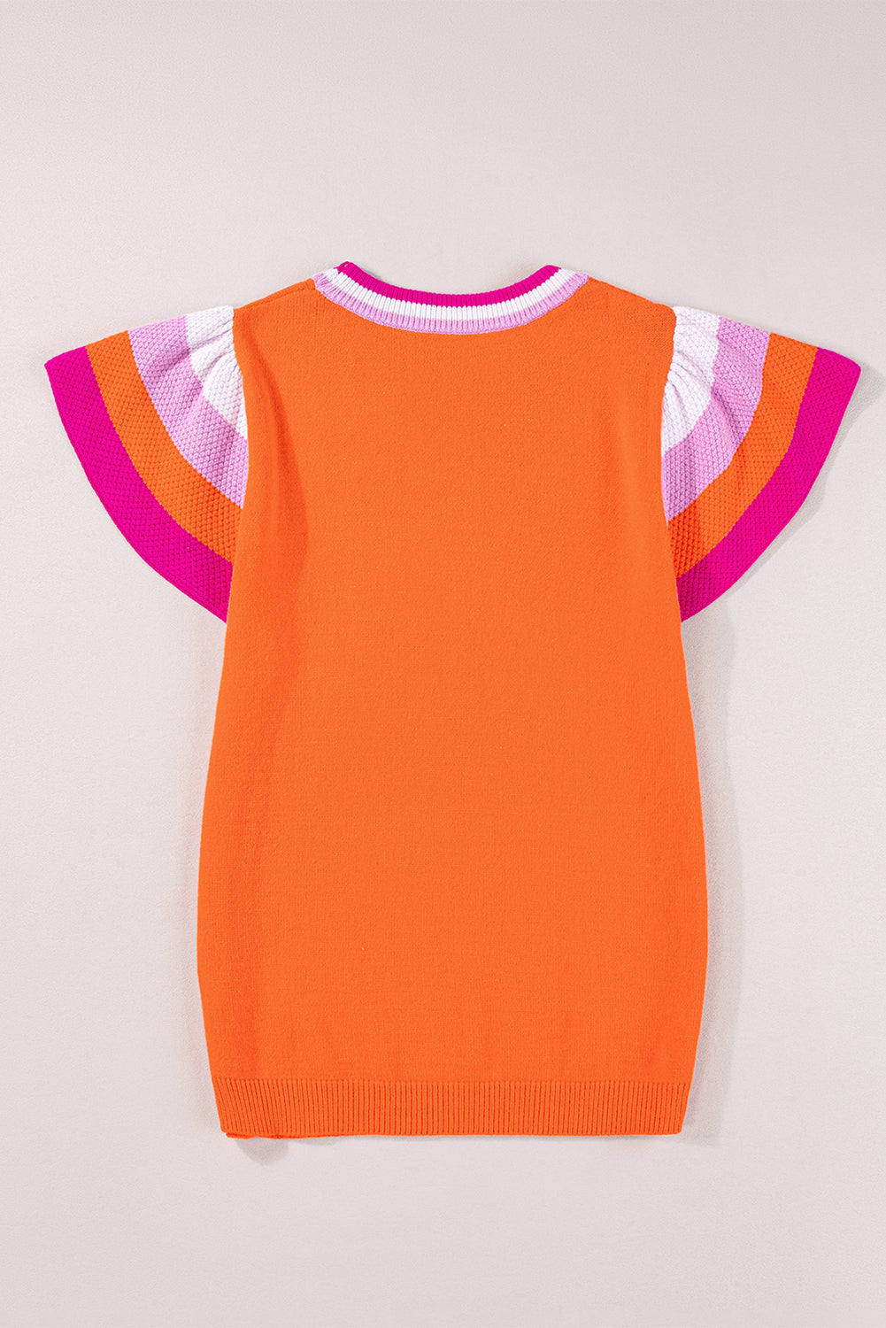 Maniche a flutter a contrasto di carota maglia maglione a maglia