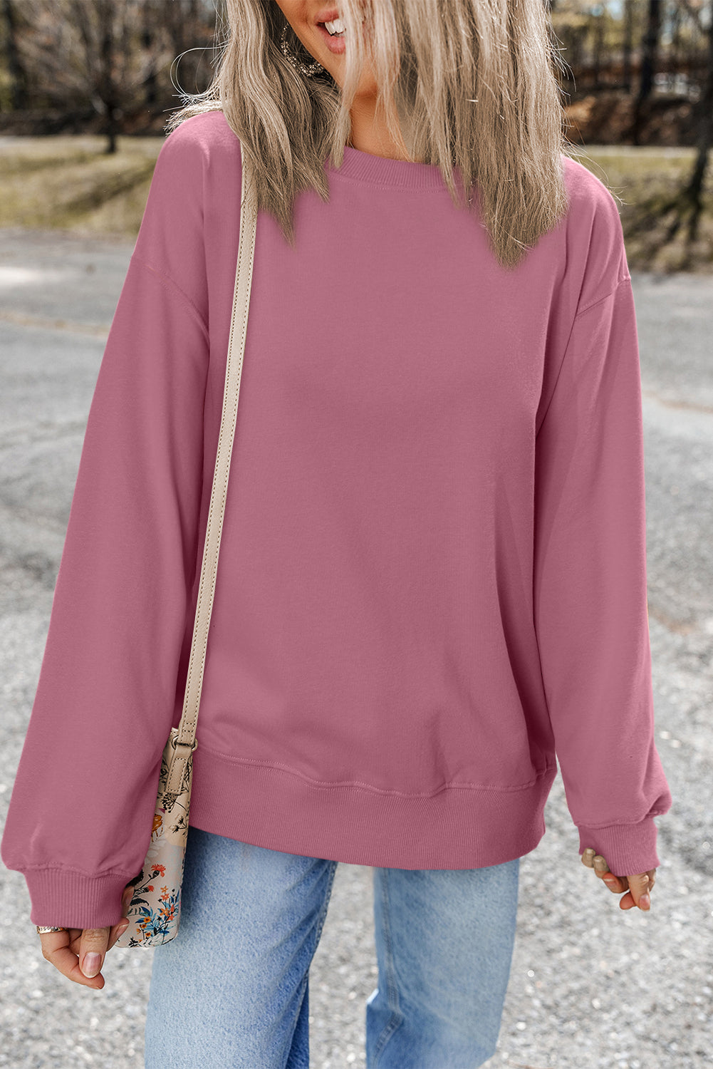 Valériane plain crew neck sweatshirt with dropped shoulders
