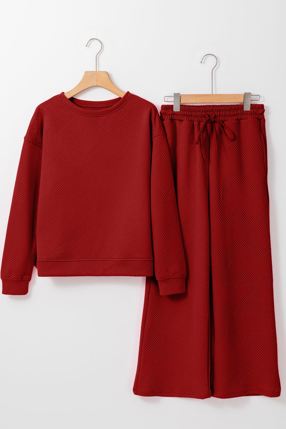 Dahlia Red Textured Ultra Loose 2 Piece Outfit