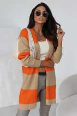 Cardigan en maille côtelée orange color block-A WOMAN WE LOVE