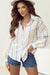 Full sky striped shirt, drooping shoulders, bubble sleeves