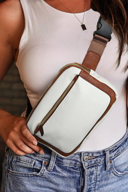 Mini adjustable strap -in -white leather strap bag