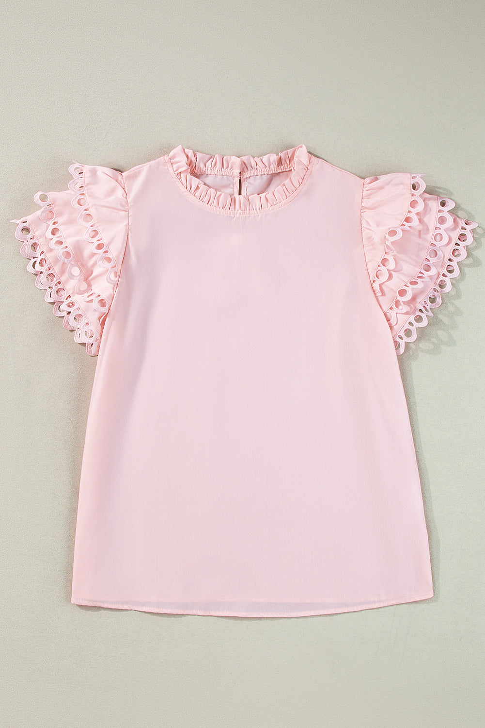 Blouse superposée rose clair Ric Rac à manches courtes et col à volants