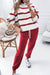 Red Striped Drop Shoulder Sweater and Jogger Pants Set