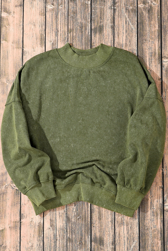 Green Crew Neck Drop Shoulder Sweatshirt